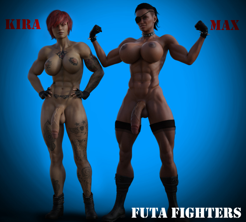 2futas 3d abs areolae balls boots breasts curvy dark-skinned_futanari dark_skin dominant_futanari domination duo erect_nipples eyepatch flaccid futa_sans_pussy futa_with_futa futafighters futanari huge_breasts huge_cock huge_penis interracial intersex kira_(shassai) large_balls light-skinned_futanari looking_at_viewer max_(shassai) muscle muscular_futanari naked_boots naked_footwear naked_with_shoes_on nipples nude pale-skinned_futanari penis penis_size_difference realistic red_hair short_hair tattoo testicles thighhighs veiny_penis