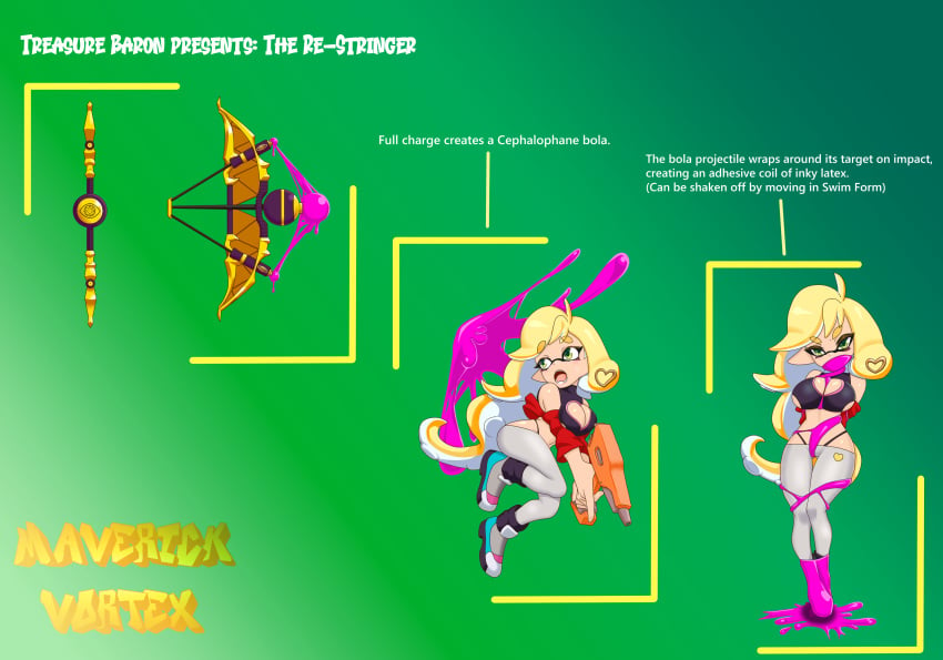 bondage bow_(weapon) contraption_concept inkling inkling_girl maverick_vortex original_character re-stringer splatoon splatoon_(series) stringer tagme weapon