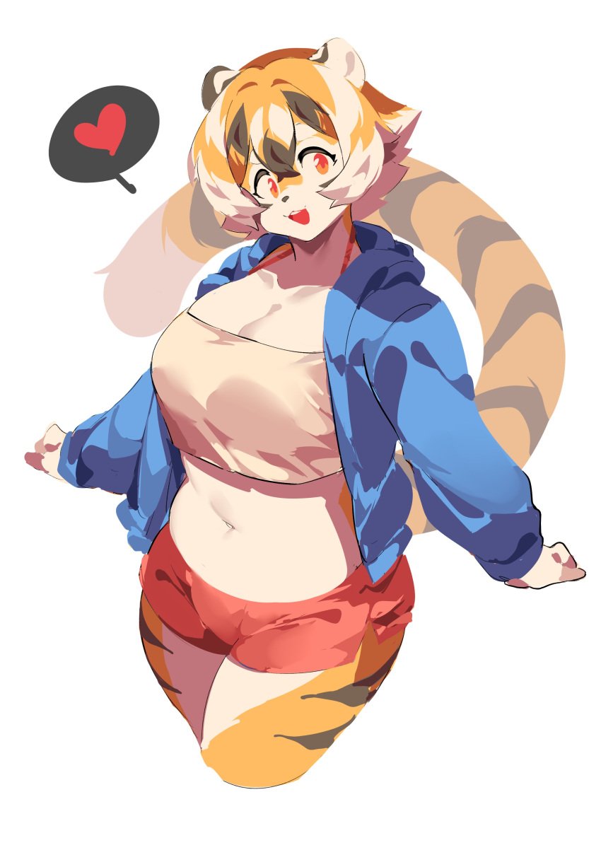 big_breasts breasts cleavage female furry huge_breasts mx99926 tagme thick_thighs tiger tiger_girl wide_hips