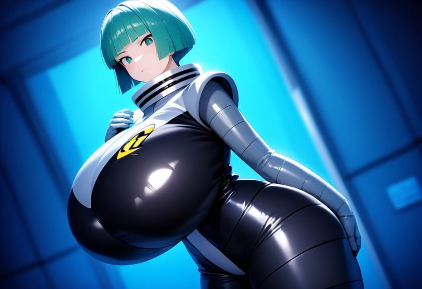 ai_generated blue_eyes blue_hair breasts clothed huge_breasts large_breasts massive_breasts minmin nintendo pokemon pokemon_(franchise) pokemon_(game) pokemon_(trainer) pokemon_trainer smile solo solo_female solo_focus team_galactic team_galactic_grunt team_galactic_grunt_(female)