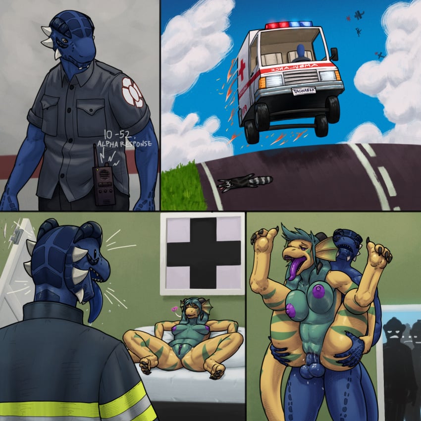 ambulance anthro argonian ass balls bodily_fluids breasts caught_in_the_act clothed clothing cloud comic drooling duo electronics english_text female female_penetrated genital_fluids genitals hair hi_res holding_butt holding_partner horn humanoid_genitalia humanoid_penis inviting inviting_to_sex lifting_another lifting_partner male male/female male_penetrating male_penetrating_female microsoft nipples nude open_mouth outside painting_(object) penetration penis presenting presenting_pussy pussy radio saliva scalie seductive sex sky smile spread_legs spreading tail tall_lizzard_(artist) text the_elder_scrolls tongue tongue_out topwear tristen vaginal_fluids vaginal_penetration vaginal_penetration vehicle