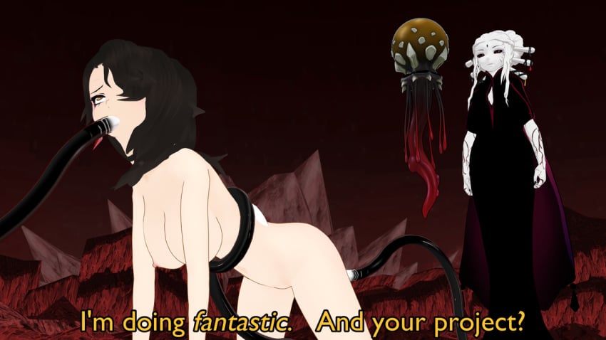 2girls 3d black_hair cinder_fall female grimm_(rwby) milf rwby salem_(rwby) seer_(rwby) tentacle tentacle_sex theblackbirdcalls white_hair