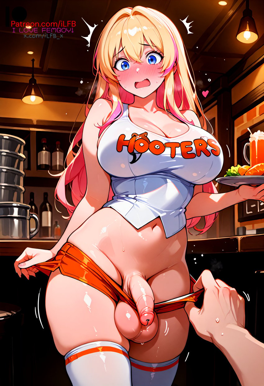 1futa 2025 2d ai_generated balls big_breasts blonde_hair blue_eyes blush blush_lines blushing_profusely choker cock dick dickgirl embarrassed embarrassed_nude_futa exibitionism flaccid flaccid_penis futanari hi_res high_resolution highres hooters huge_breasts ilfb large_breasts long_hair maid maid_uniform medium_penis penis pink_hair public public_exposure public_humiliation public_nudity self_upload shy standing testicles uncensored