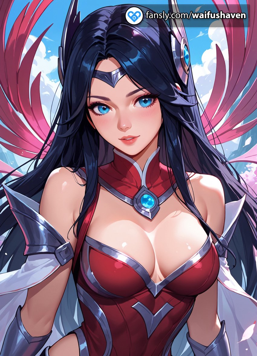 b_cup bb_cup black_hair blue_eyes breasts breasts breasts breasts c_cup cc_cup female female irelia irelia_league_of_legends irelia_lol league league_of_legends lol long_hair medium_boobies medium_boobs medium_breasts medium_tits solo viewer_pov young