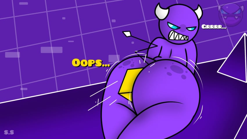 1boy before_fart big_ass big_butt blue_eyes cube_4_(geometry_dash) demon easy_demon face_in_ass freckles_on_ass geometry_dash horns huge_ass huge_butt male purple_body purple_skin robtopgames sci-salandre sharp_teeth top_ten_photos_taken_before_disaster