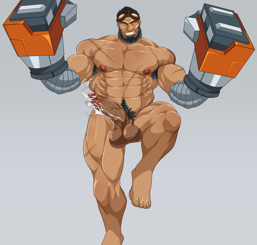 balls bara beard big_balls big_penis boner cum erection facial_hair gay generator_rex goggles goggles_on_head male male_only mechanical_arms muscles muscular nude penis rex_salazar robertsilva2019 solo solo_focus solo_male yaoi