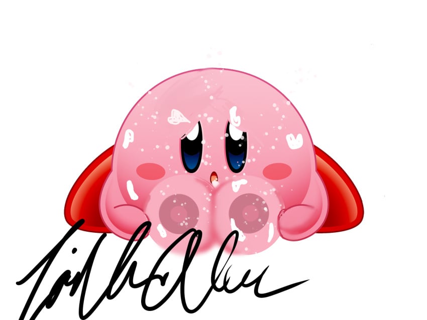 badly_drawn badlydrawn breasts cum_on_breasts kirby kirby_(series) waddling_head