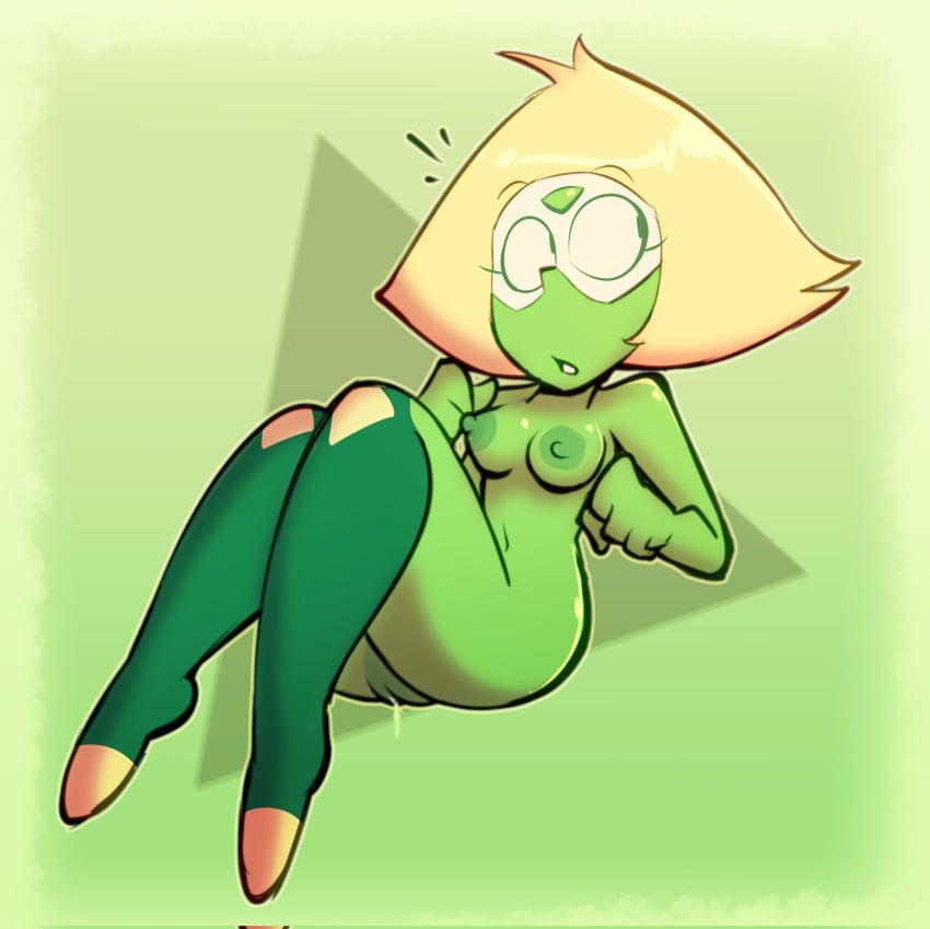 1girl 1girls alfred0sauce breasts cartoon_network gem_(species) green_skin nipples nude peridot_(steven_universe) pussy steven_universe thighhighs thighs wet