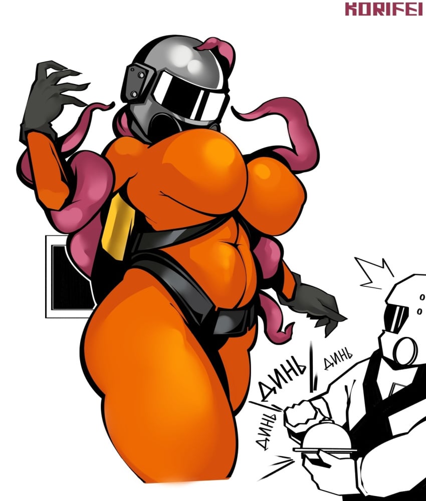 ass belly belly_button big_ass big_breasts bodysuit breasts bubble_butt butt chubby chubby_female company_monster_(lethal_company) employee_(lethal_company) female gloves helmet hips huge_breasts jeb_(lethal_company) korifei large_breasts lethal_company mask masked_female tagme tentacle tentacles thighs tight_clothing