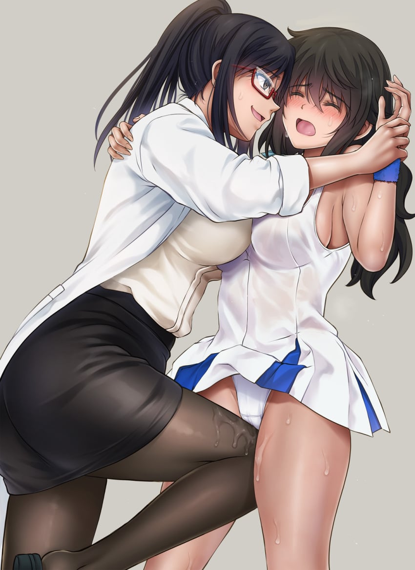 big_breasts blush closed_eyes cyclone cyclone_(reizei) female female_only femsub forced forced_yuri fully_clothed glasses grinding grinding_through_clothes imminent_rape long_hair midareuchi open_mouth original original_character panties pantyhose pencil_skirt pussy_juice student teacher teacher_and_student tennis_uniform tights wet_clothes wet_pussy you_gonna_get_raped yuri