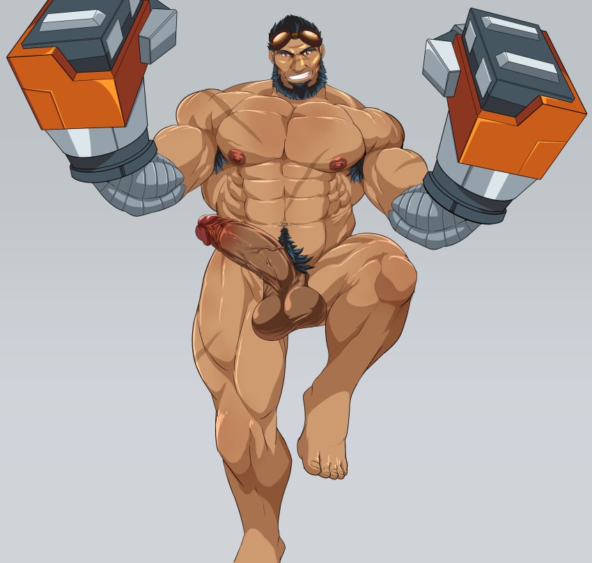 balls bara beard big_balls big_penis boner erection facial_hair generator_rex goggles goggles_on_head male male_only mechanical_arms muscles muscular nude penis rex_salazar robertsilva2019 solo solo_male