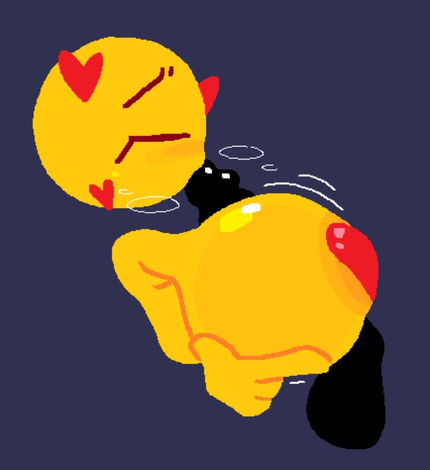 black_cock breasts emoji emoji_(race) floating_hands floating_head floating_penis hands_on_breasts heart hearts_around_head jjoyplus nipple_stickers no_outlines paizuri titjob yellow_body yellow_skin