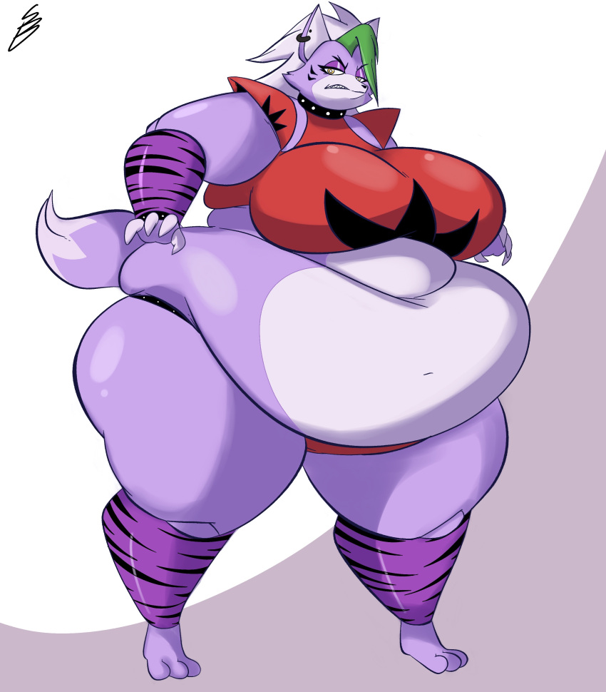 angry angry_face anthro ass bbw belly big_belly big_breasts breasts double_belly fat fat_rolls female female_only five_nights_at_freddy's five_nights_at_freddy's:_security_breach furry huge_belly huge_breasts obese obese_female overweight overweight_female roxanne_wolf_(fnaf) samuraibo thick_thighs thighs wide_hips wolf wolf_girl