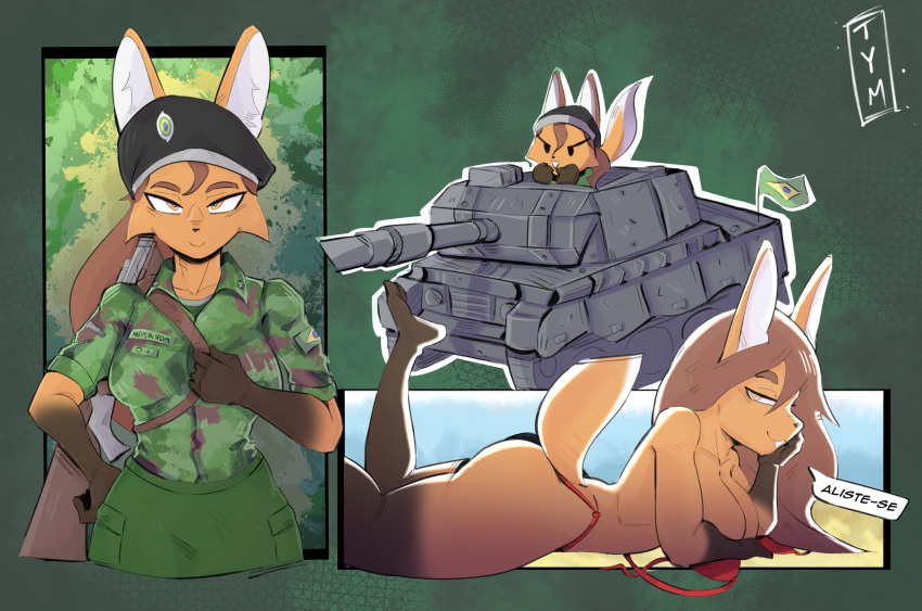 anthro army_girl army_uniform beret brazil brazilian canid female fur furry furry_female guara_wolf lobo_guara mammal maned_wolf military_wolf miranda_(naythf) miranda_loba_guará miranda_lobo_guara_(naythf) naythf naythf_(artist) nude toyamiye