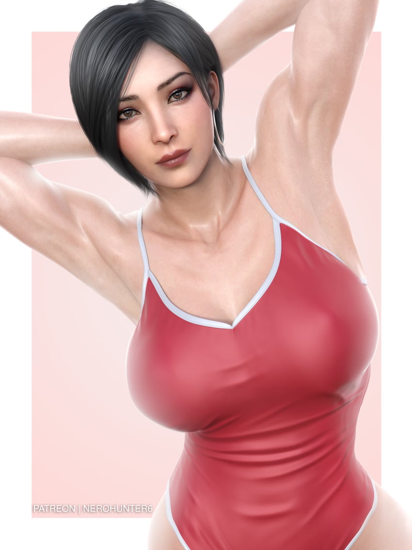 1girls 3d abs absurdres ada_wong ada_wong_(adriana) asian asian_female ass big_ass big_breasts biohazard black_hair black_nail_polish black_nails breasts capcom casual dbd dead_by_daylight eye_fetish female female_only fit fit_female highres leotard muscular_female nail_polish nerohunter6 pale_skin realistic resident_evil resident_evil_4 resident_evil_4_remake short_hair solo solo_female thick_thighs toned toned_female