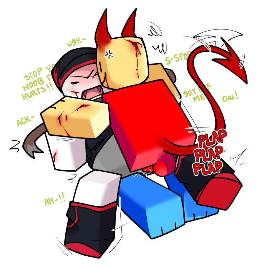 block_tales blocky_body blood blush canigoup english_text griefer_(block_tales) hatred_(block_tales) onomatopoeia plap plapping player_(block_tales) possessed rape roblox roblox_game robloxian sex tagme text