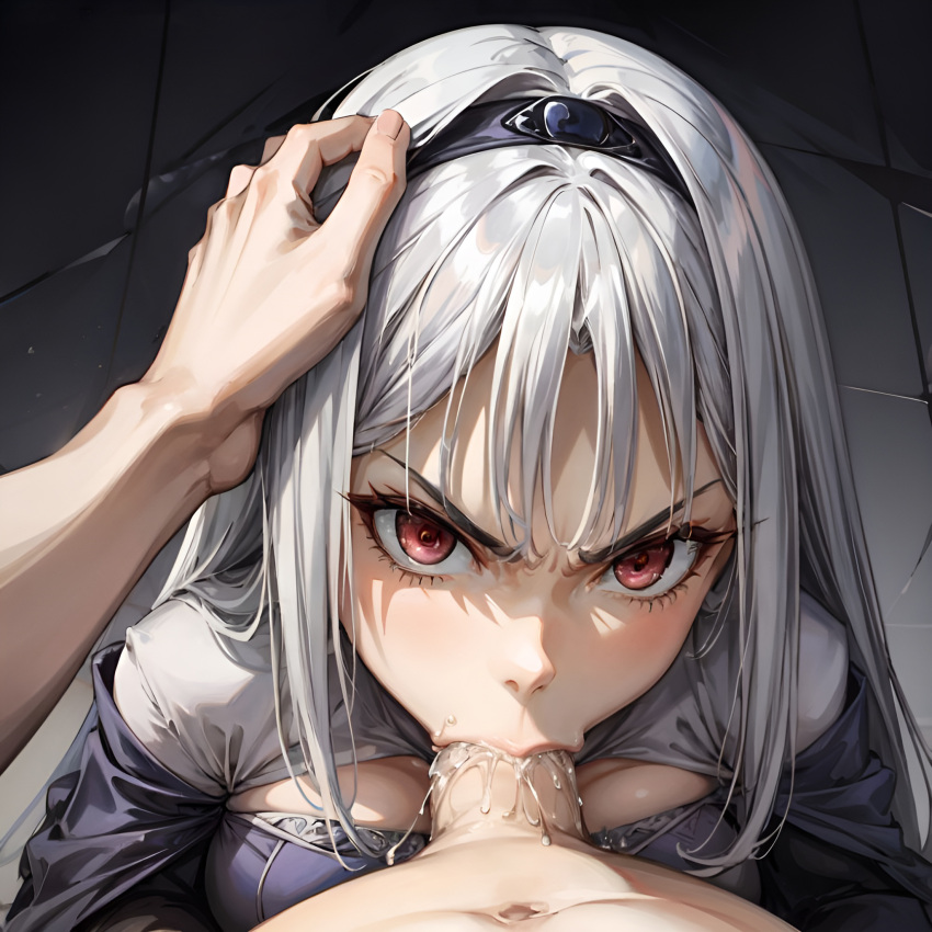 1girls ai_generated angry angry_face angry_fellatio arbitrary blanc_neige blowjob cum cum_in_mouth deepthroat face_fucking fellatio female_focus forced_oral hand_on_head head_grab hi_res oral oral_creampie penis_in_mouth pov pov_eye_contact red_eyes shining_(series) shining_blade stable_diffusion throat_fuck white_hair