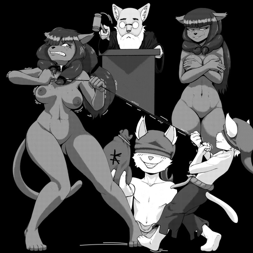 1:1 1boy 1boy1girl 1girls 2024 2boys 5_fingers 5_toes :< absurd_res age_difference ankama anthro anthro_on_anthro areola arms_bent bag bandana barefoot beard bent_leg big_areola big_breasts big_nipples biped black_background blush blush_lines bottomwear breasts breasts_apart callmewritefag clenched_teeth clothed clothed_anthro clothed_male clothing collar collar_only comic covered_eyes covering covering_breasts covering_self currency_symbol dark_areola dark_body dark_ears dark_fur dark_hair dark_nipples dark_nose dark_tail digital_drawing_(artwork) digital_media_(artwork) dofus domestic_cat dominant dominant_anthro dominant_male dominant_young ear_tuft ecaflip enslaved eyebrows eyelashes eyewear facial_hair feet felid feline felis female femsub fingers first_page forced freckled_breasts freckles freckles_on_face fur fur_tuft gavel_(object) glasses glistening glistening_hair greyscale grin group hair hair_over_eye half-closed_eyes hi_res holding_bag holding_gavel holding_object humanoid_hands inner_ear_fluff intraspecies iris kerchief larger_female leaning leaning_back leash leash_pull leashed_collar legs_together light_body light_ears light_fur light_hair light_tail long_hair looking_at_another looking_away looking_down looking_down_at_another male male/female maledom mammal miranda_(wakfu) money_bag monochrome motion_lines motion_outline mouth_closed narrowed_eyes navel nipples nude nude_anthro nude_female older_female one_eye_obstructed pants plantigrade prick_ears pupils robe round_glasses screentone short_hair simple_background size_difference smaller_male smile standing struggling symbol tail teeth thick_eyebrows thick_thighs toes topless topless_anthro topless_male trio tuft twintails wakfu wide_hips young younger_dom_older_sub younger_male