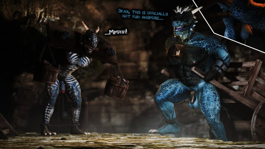 absurd_res anthro argonian bethesda_softworks bondage bound bridle duo erect_while_spanked gag gay hi_res humiliation male mrsmidgen petplay ponyplay reins riding roleplay scalie skyrim spanking submissive the_elder_scrolls video_games