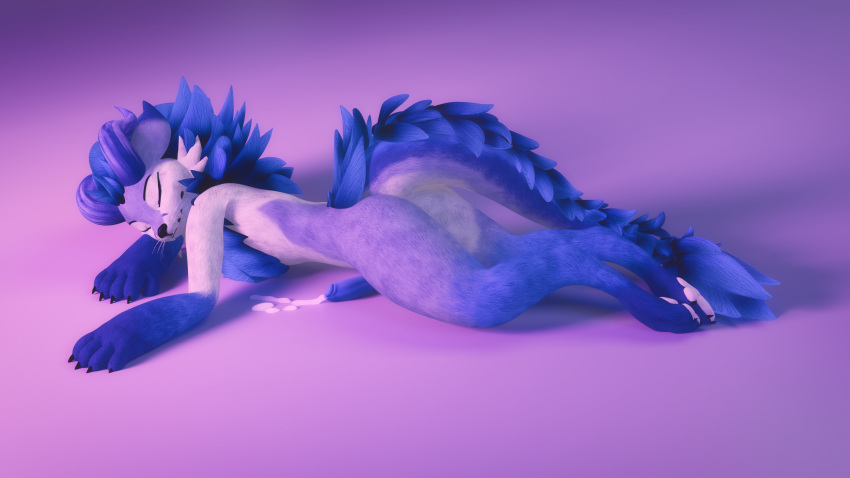 16:9 3d_(artwork) 4k absurd_res anthro ass blender_(software) blumarshmallow blumarshmallow_(artist) bodily_fluids closed_eyes cum digital_media_(artwork) dream erection genital_fluids genitals hi_res lying male on_front penis simple_background sleeping solo tail wickerbeast widescreen