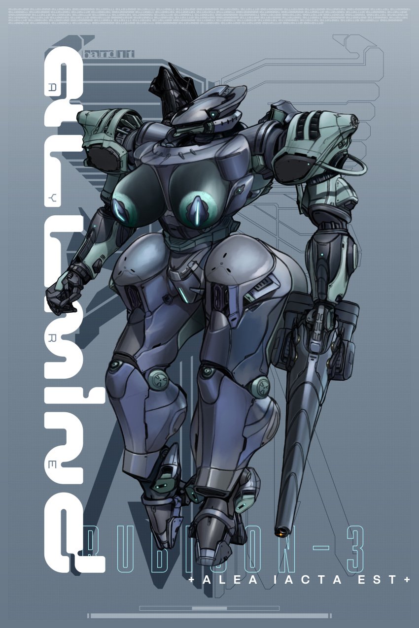 1girls absurd_res allmind_(armored_core_6) armored_core armored_core_6 band1tnsfw big_breasts breasts digital_drawing_(artwork) digital_media_(artwork) english_text female fromsoftware grey_body grey_skin hi_res holding_object holding_weapon humanoid machine mecha metallic_body nipple_covers robot robot_humanoid simple_background small_waist solo teal_body teal_skin text thick_thighs weapon wide_hips