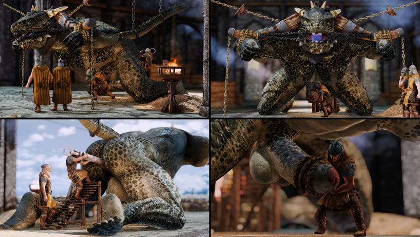 absurd_res anthro argonian bethesda_softworks bondage bound bridle duo erect_while_spanked gag gay hi_res humiliation male mrsmidgen petplay ponyplay reins riding roleplay scalie skyrim spanking submissive the_elder_scrolls video_games