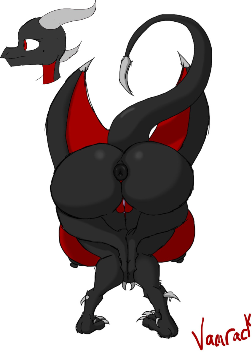 anthro anus ass big_breasts big_butt black_body breasts butt_pose concept_art digital_drawing_(artwork) digital_media_(artwork) dragon female furry hi_res lucia(vamack) meme pose praise_da_booty_(meme) presenting presenting_hindquarters puffy_anus scalie solo thick_thighs vamrack wide_hips