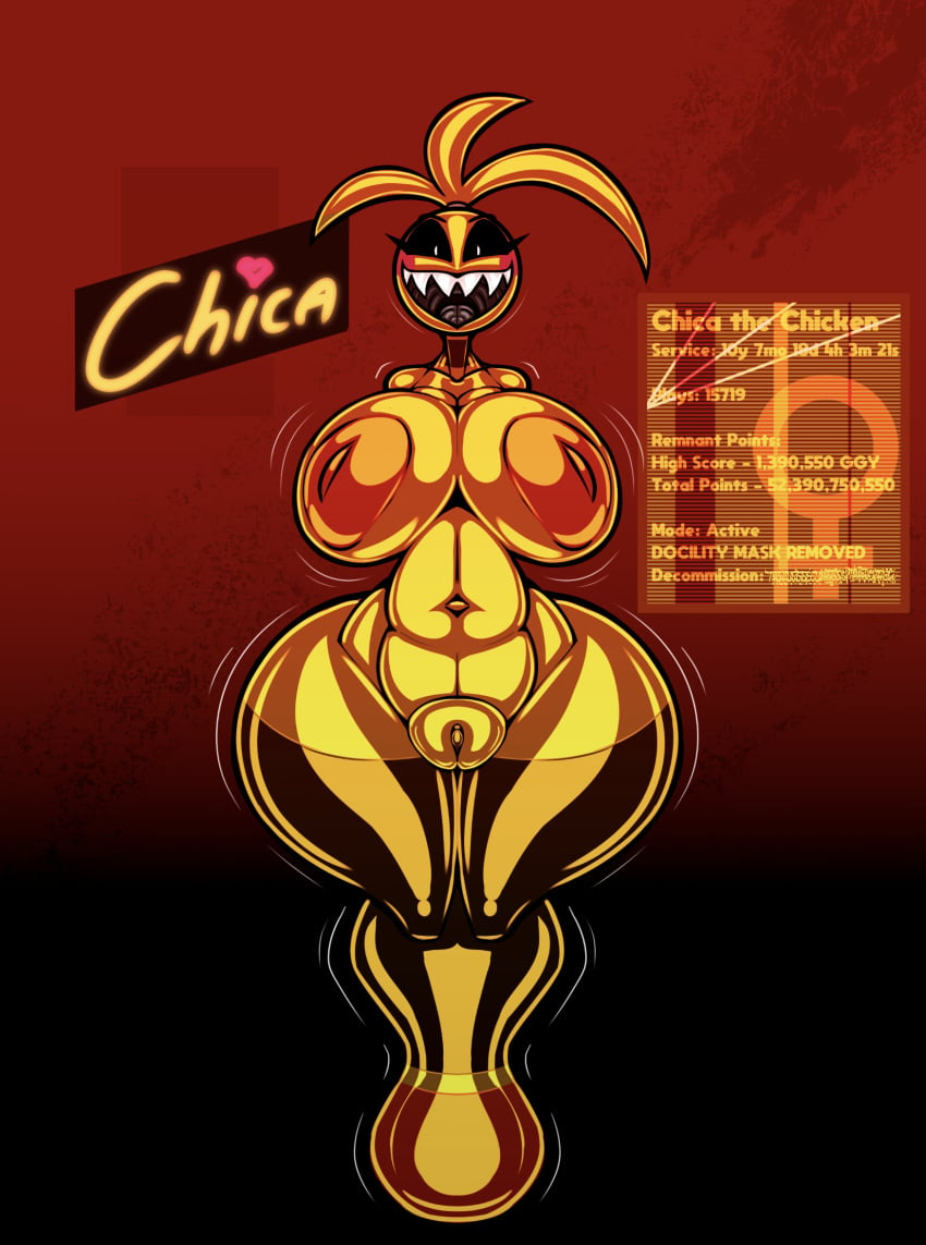 1girls animatronic big_breasts breasts breasts_out chicken female female_only five_nights_at_freddy's five_nights_at_freddy's_2 grayscalerain robot solo tf toy_chica_(fnaf) transformation