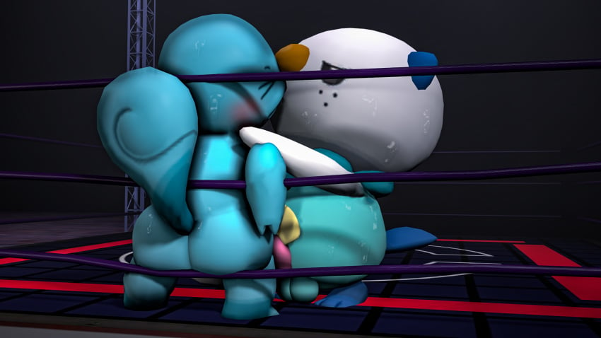 1boy 3d ambiguous_gender ass chubby digital_media_(artwork) duo feral fighting_ring furry hi_res interspecies kissing lutrine male mammal mustelid nintendo nude oshawott penis peterheat pokemon pokemon_(species) pokemon_bw pokemon_rgby reptile scalie source_filmmaker squirtle thick_thighs turtle video_games wide_hips wrestling