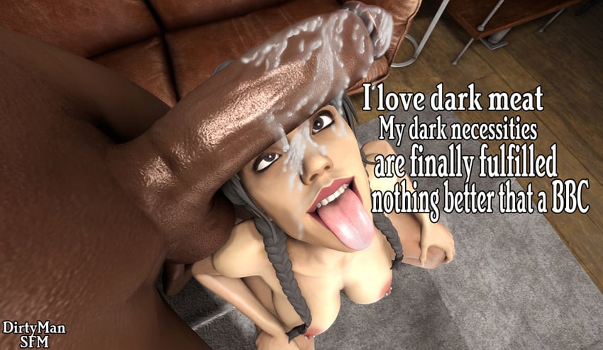 1girls 1male 3d big_boobs big_breasts big_nipples big_penis big_thighs black_hair cross_eyed cum_on_face dark-skinned_male dialogue dirtymansfm fortnite goth goth_girl gothic interracial looking_at_penis makeup messy messy_cum messy_face penis_on_face piercing piercing_nipples poster sfm smile smiley_face source_filmmaker squatting text the_addams_family tongue_out twintails under_penis wednesday_addams
