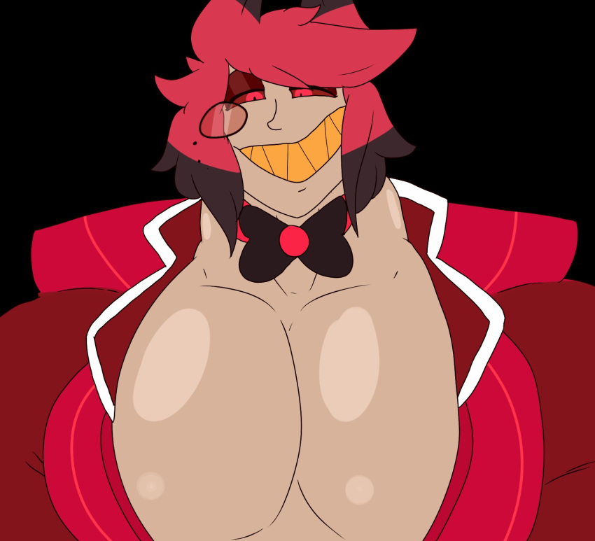 alastor_(hazbin_hotel) big_breasts breasts hazbin_hotel muscular nicolaowo pecs tagme tick_tock_meme