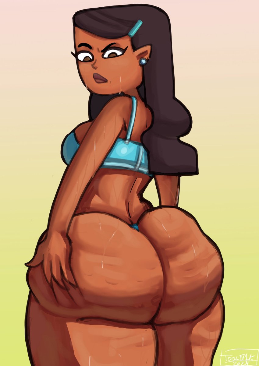 2024 ass big_ass big_breasts big_butt bottom_heavy bra breasts brown_body brown_eyes brown_hair brown_skin bubble_ass bubble_butt cartoon_network cellulite dumptruck_ass fat_ass fat_butt female female_focus female_only green_background huge_ass huge_butt large_ass large_butt long_hair looking_back looking_down panties priya_(tdi) thick_ass thick_thighs thighs tool01k total_drama_island total_drama_island_(2023) wide_hips