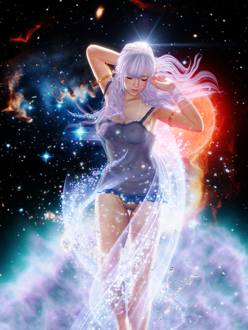 accessories areola big_breasts dead_or_alive dead_or_alive_xtreme_venus_vacation female fiona_(doa) full_body lace long_hair purple_hair shaved_pussy stars xvladtepesx