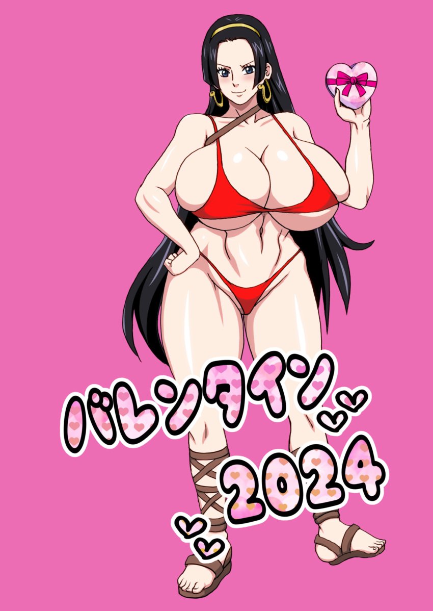 big_breasts bikini black_hair black_hair_female boa_hancock breasts female female_only naruho one_piece valentine's_day