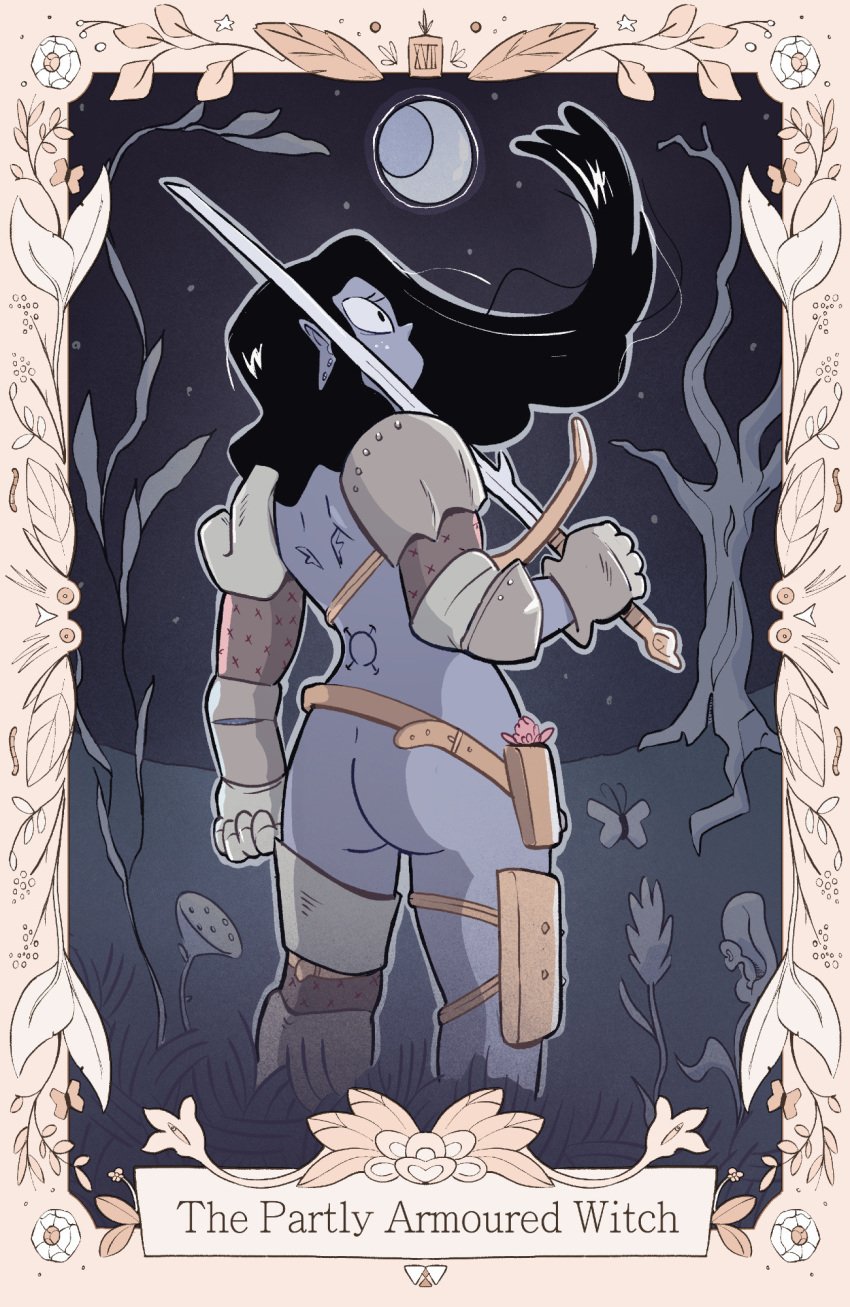 1girls armor ass female nude sword tagme tarot_card tonnerre_(artist) tonnerre_(character)