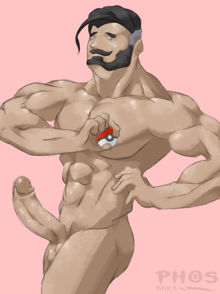 abs bara beard chairman_rose facial_hair gay hairy male_only penis pokemon pokemon_ss yaoi