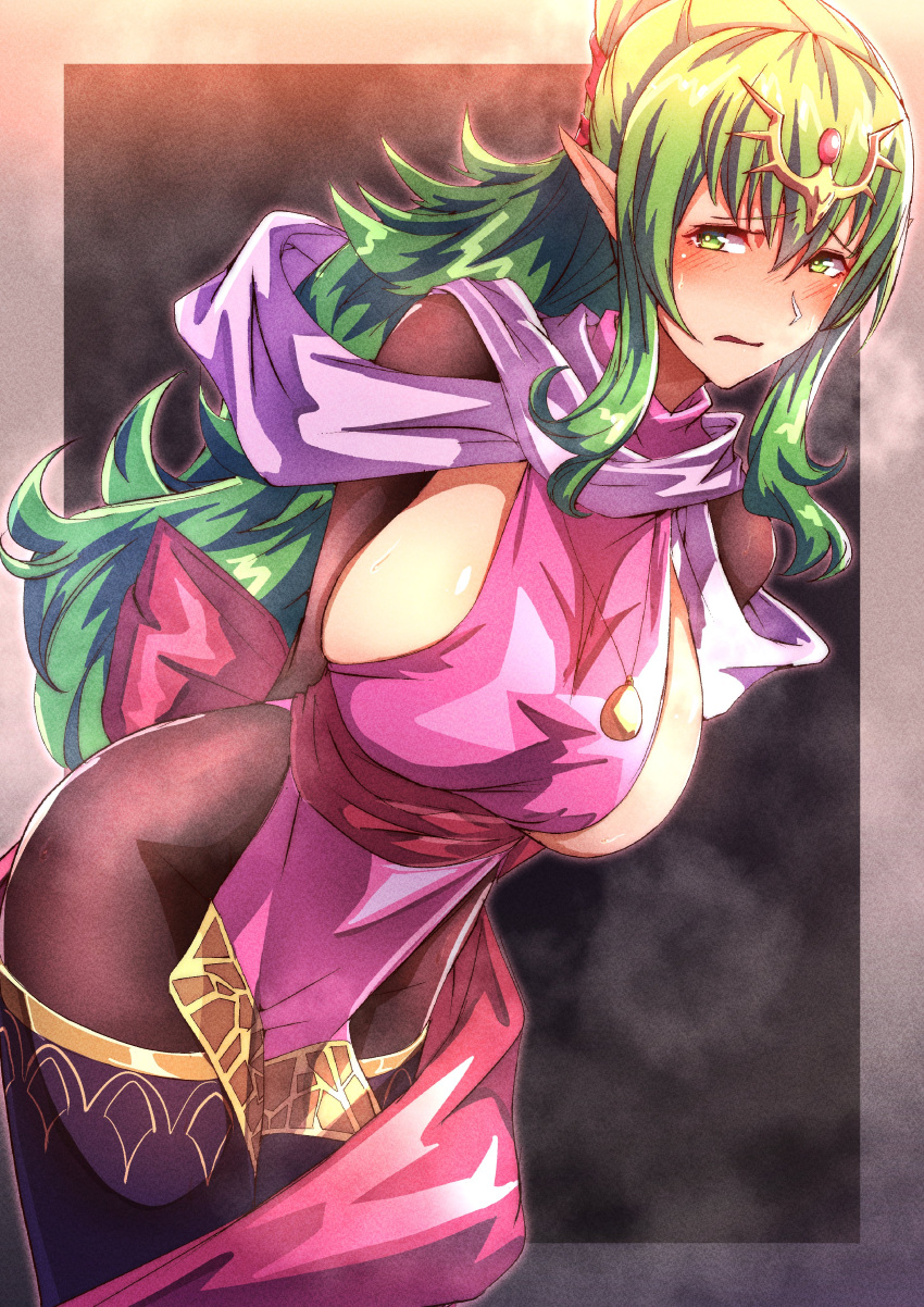 1girls alternate_costume breasts female female_only fire_emblem fire_emblem_awakening fire_emblem_heroes green_eyes green_hair large_breasts nintendo official_alternate_costume pointy_ears ponytail sideboob solo tiki_(adult)_(fated_divinity)_(fire_emblem) tiki_(adult)_(fire_emblem) tiki_(fire_emblem) to_(tototo_tk)