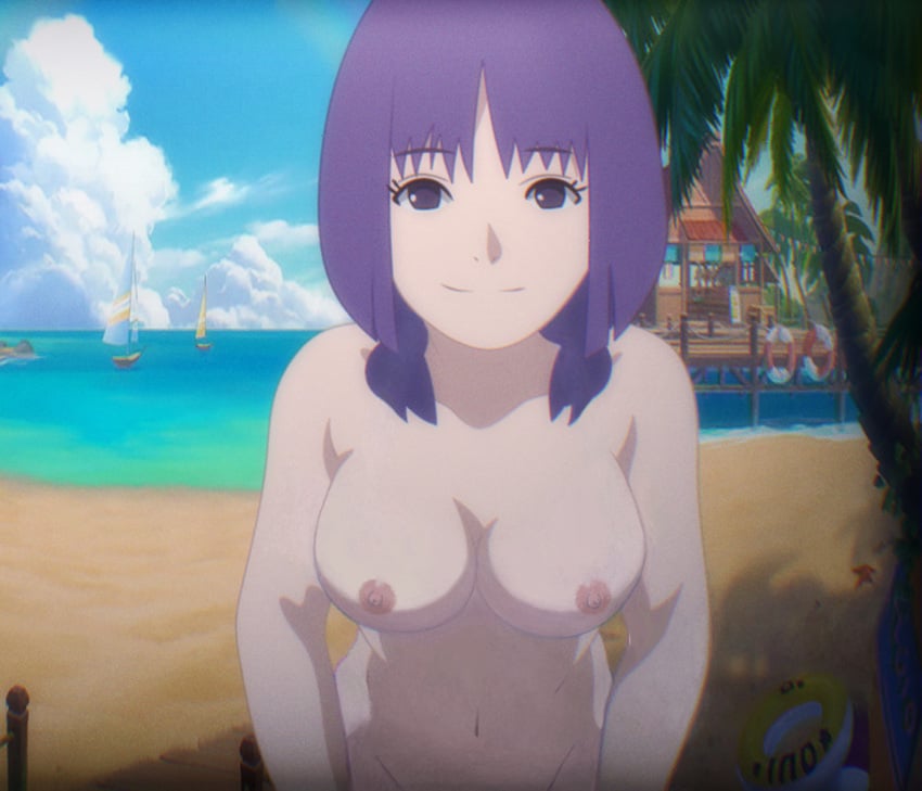 1girls ai_generated alternate_breast_size beach big_breasts blunt_bangs boruto:_naruto_next_generations breasts casual_nudity completely_nude front_view high_resolution huge_breasts juegarodo kakei_sumire long_hair looking_at_viewer matching_hair/eyes naruto naruto_(series) nipples nude oppai outdoor_nudity outdoors petite presenting presenting_breasts purple_eyes purple_hair seaside small_but_busty smile solo solo_focus uncensored upper_body