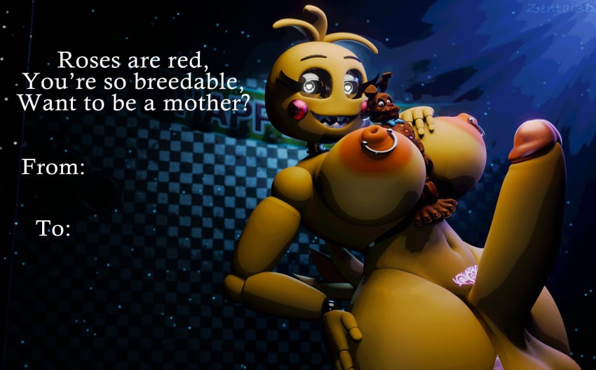 <3_eyes 1boy 1futa 2024 3d_(artwork) absurd_res animatronic anthro areola avian balls bird blush blush_stickers body_between_breasts bonnie_(fnaf) breasts chicken completely_nude digital_media_(artwork) duo english_text eyebrows eyelashes fingers five_nights_at_freddy's five_nights_at_freddy's_2 futa futa_focus futa_giantess futa_with_male futanari galliform gallus_(genus) genitals giantess glowing glowing_tattoo gynomorph heart heart-shaped_pupils hi_res holidays intersex intersex_focus lagomorph leporid lovetaste_chica machine male mammal micro nipple_piercing nipple_ring nipples nude nude_futanari orange_areola orange_nipples penis phasianid piercing rabbit ring_piercing robot scottgames size_difference solo_focus tattoo teeth text toy_chica_(fnaf) toy_chica_(love_taste) valentine's_day valentine's_day_card yellow_body zentaisfm