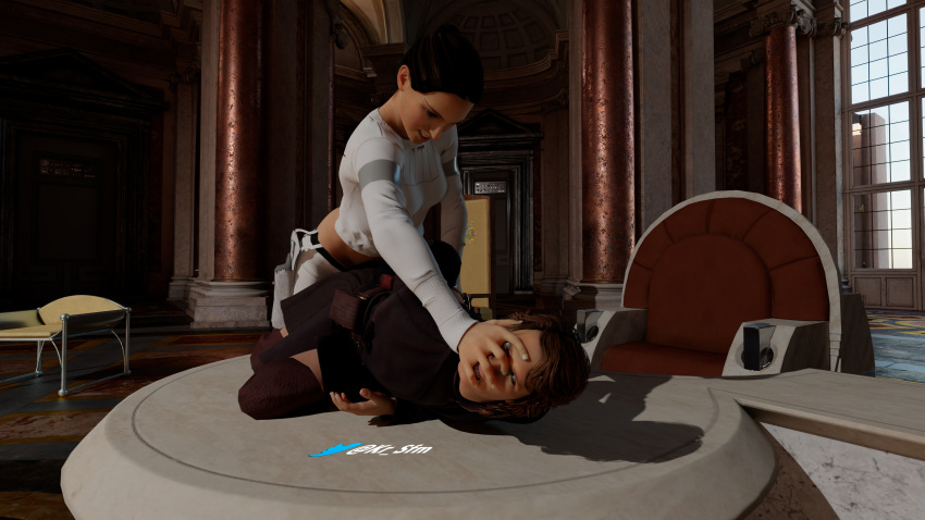 3d anakin_skywalker angry angry_face bent_over blender blender_(software) clothed clothed_sex dick dickgirl femdom fucked_from_behind futa_on_male futanari indoors kr_sfm long_hair looking_at_partner malesub naboo padme_amidala pegging rape star_wars table throne_room