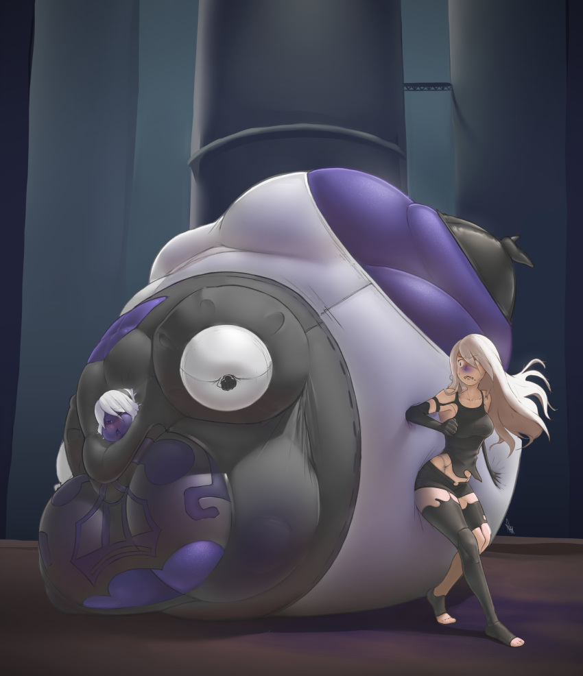 big_ass big_breasts blueberry_inflation breasts bubble_butt female huge_ass inflation inflation_fetish nier:_automata nier_(series) raikovjaba sunken_head sunken_limbs thick_thighs wide_hips yorha_2b yorha_a2