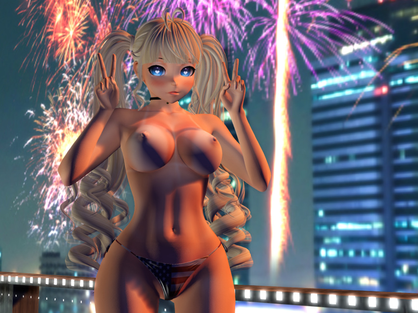 4th_of_july blonde_hair blue_eyes breasts nipples second_life solo_female topless zal zallaria zally