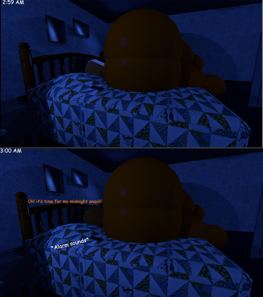 1boy ass big_ass big_ass_(male) big_butt cupcake887 dayshift_at_freddy's dialogue dsaf jack_kennedy_(dayshift_at_freddy's) laying_on_bed male_only old_sport speech_bubble