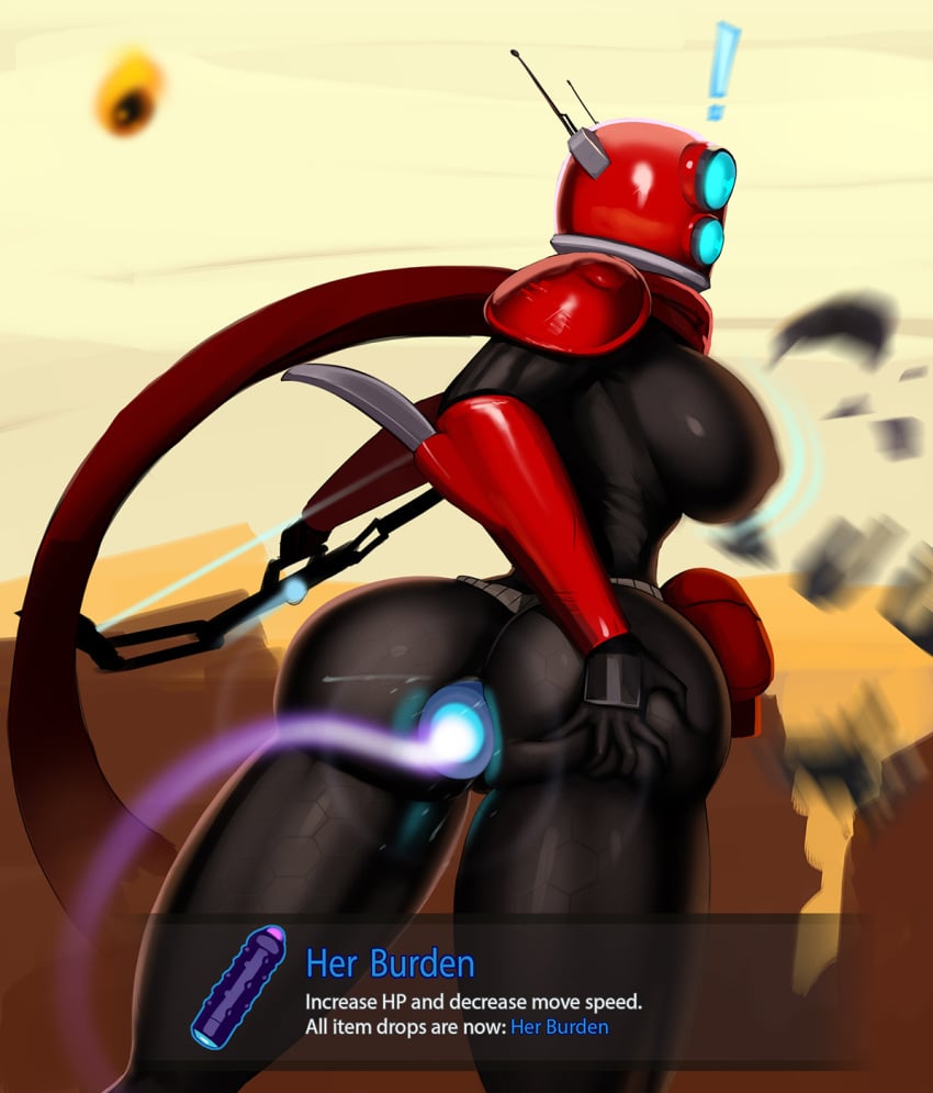 ! 1girls aka6 antennae ass belt big_breasts big_butt bodysuit bow breast_expansion breasts broken butt_grab clothing deep_penetration dildo female female_only gameplay_mechanics gauntlets hand_on_ass hand_on_butt helmet her_burden hi_res hopoo_games humanoid huntress_(risk_of_rain) item lesser_wisp penetration red_helmet risk_of_rain risk_of_rain_2 satchel sex_toy shiny shoulder_pads solo surprise text tight_clothing wardrobe_malfunction weapon