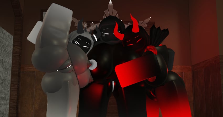 3d 3girls anus ass background big_breasts black_body black_horns breasts completely_nude dominus female_only grey_body grey_horns lampshaderr34 leg_up nipples nude nude_females pussy raised_leg red_body red_eyes red_horns red_pussy roblox robloxian spread_legs standing staring_at_viewer tagme white_eyes white_pussy