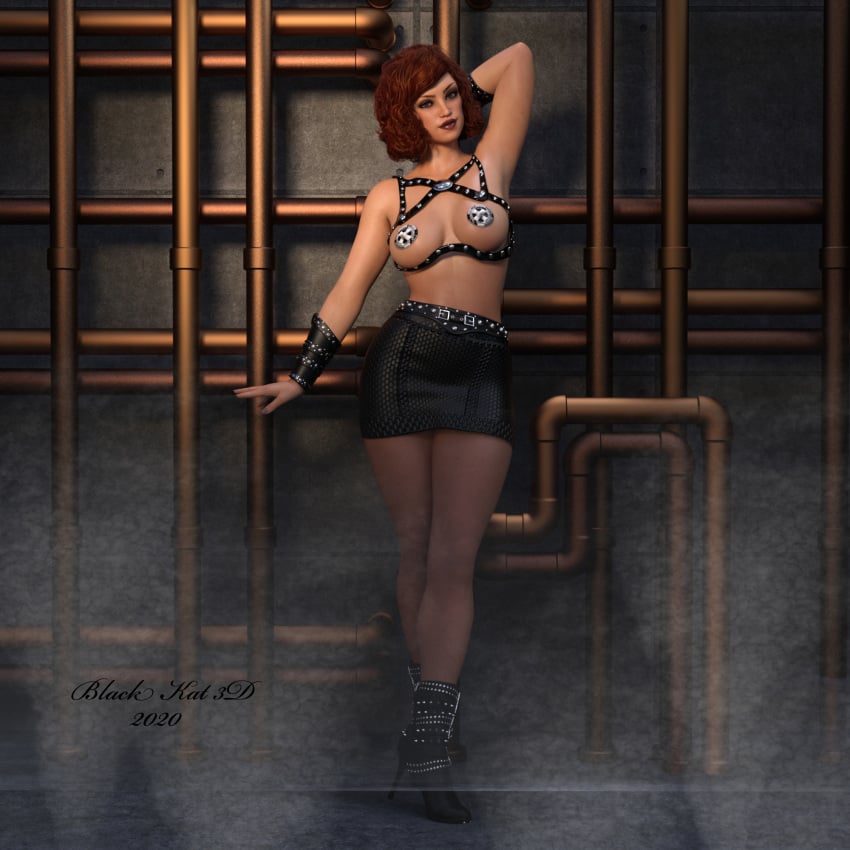 black-kat-3d-studio breasts clothing female solo