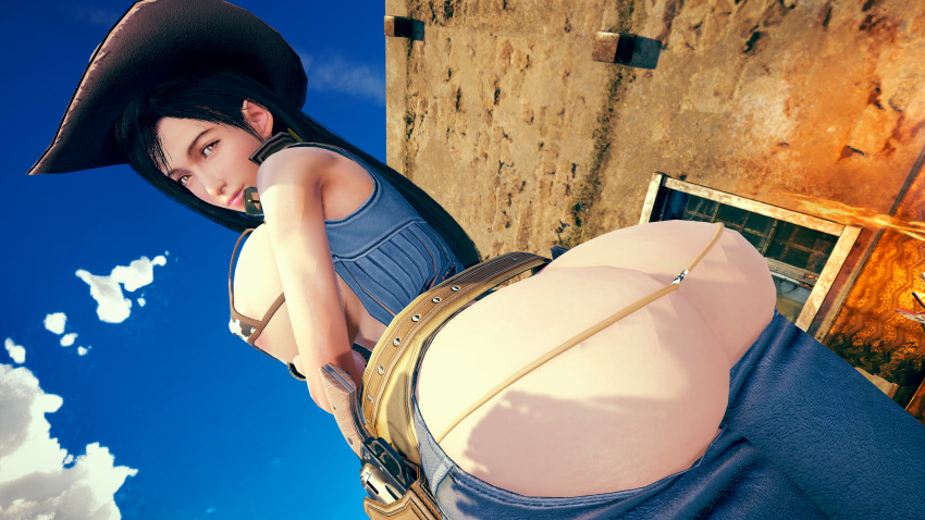 3d big_breasts breasts busty cowgirl cowgirl_hat cowgirl_outfit female female_focus female_only final_fantasy final_fantasy_vii guakghad hat hourglass_figure huge_breasts large_breasts pixiv tagme tifa_lockhart wide_hips