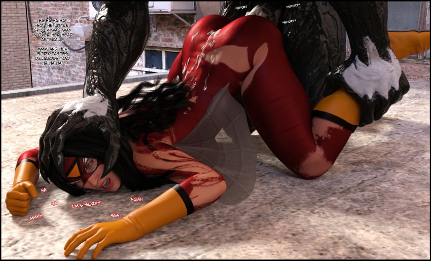 1boy 1girls 3d bodysuit captured captured_heroine cum_in_pussy cum_on_body domination elmeistro female fit fit_female forced heroine human jessica_drew long_hair male maledom marvel monster monster_cock monster_rape penis pinned_down rape ripped_clothing rough_sex spider-man_(series) spider-woman spider-woman_(jessica_drew) straight superhero superheroine tight_clothing venom_(marvel) villain