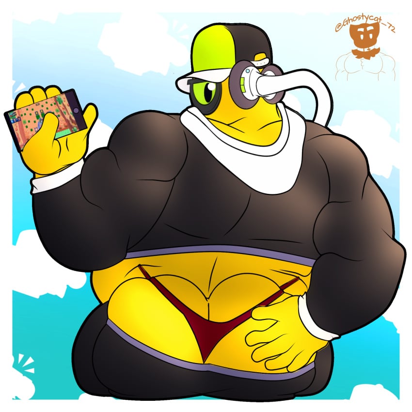 big_ass big_belly big_muscles brawl_stars cocokun! fat_ass male_only otis_(brawl_stars) yellow_body