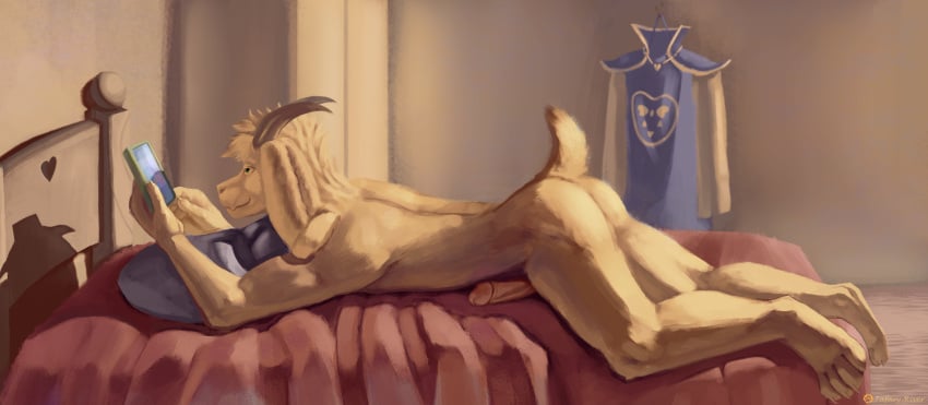 absurd_res anthro asriel_dreemurr ass bedroom bovid caprine dreks_thel fluffy fluffy_tail genitals goat hi_res male male_only mammal paws penis solo tail undertale undertale_(series)